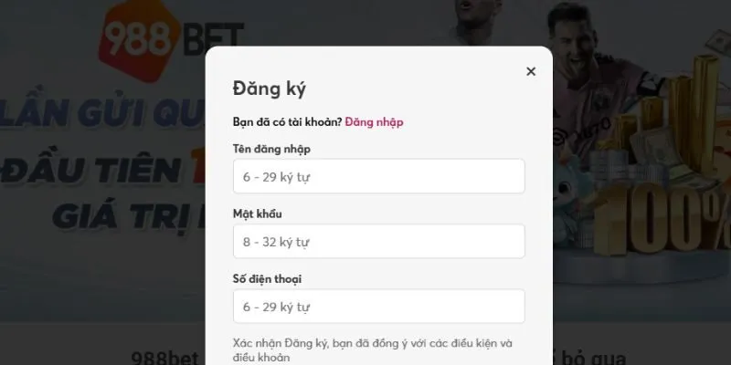 Hướng dẫn từng bước đăng ký 988BET đơn giản